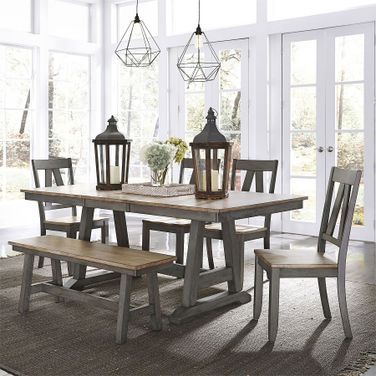 Lindsey Farm Trestle Dining Room Set w/ Bench