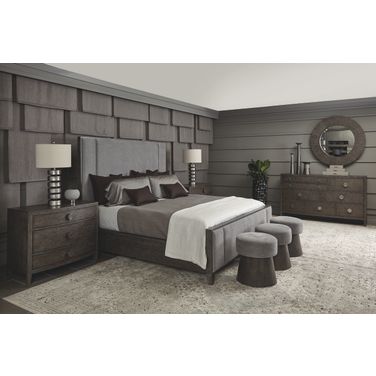 Linea Panel Bedroom Set in Cerused Charcoal Finish
