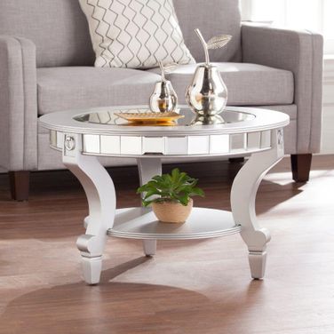 Linsay Mirrored Round Cocktail Table