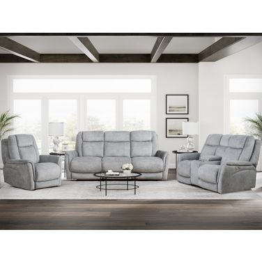 Linus Power Reclining Sofa Loveseat and Recliner In Grey