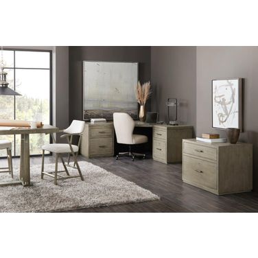 Linville Falls Medium Wood 96 Inch Home Office Set with Centered Lateral File Cabinet