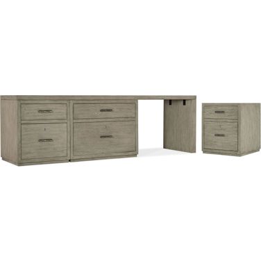 Linville Falls Medium Wood 96 Inch Home Office Set with File and Lateral File Cabinet