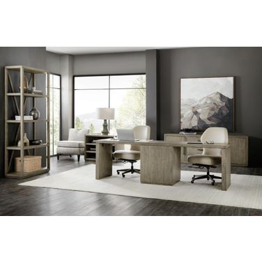 Linville Falls Medium Wood 96 Inch Home Office Set with Small File and Lateral File Cabinet