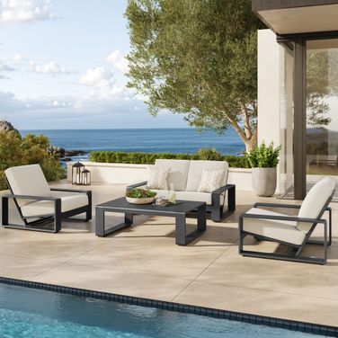Lirienne 4-Piece Outdoor Patio Aluminum Furniture Set In Cream and Gray
