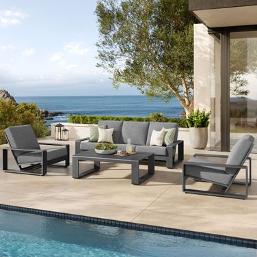 Lirienne 4-Piece Outdoor Patio Aluminum Furniture Set In Light Gray