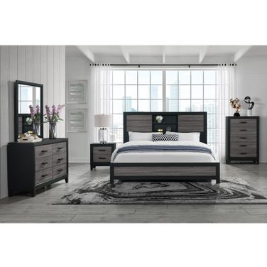 Lisbon Bookcase Bedroom Set In Gray and Black