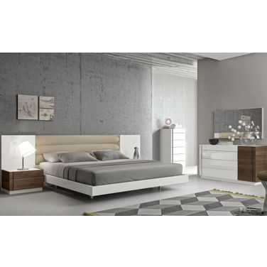 Lisbon Natural White Lacquer Size Bedroom Set