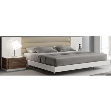 Lisbon Natural White Lacquer Queen Size Bed