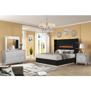 Lizelle Queen 4 Piece Upholstered Bedroom Set In Black