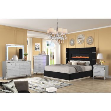 Lizelle Queen 5 Piece Upholstered Bedroom Set In Black