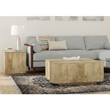 Lockhart Solid Mango Wood Occasional Table Set In Natural