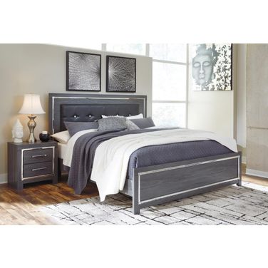 Lodanna Gray King Panel Upholstered Bed