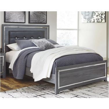 Lodanna Gray Queen Upholstered Panel Bed