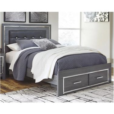 Lodanna Gray Queen Upholstered Panel Storage Bed