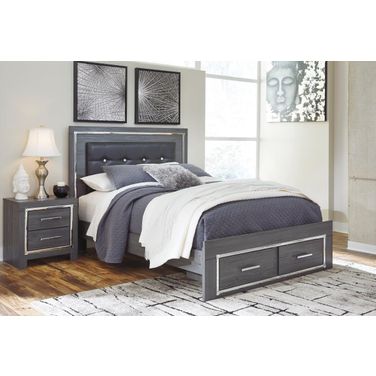 Lodanna Gray Queen Upholstered Storage Panel Bed