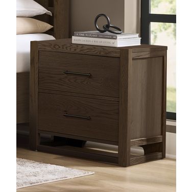 Lodge and Loft 2 Drawer Nightstand In Dark Oak