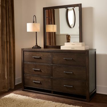 Lodge and Loft 6 Drawer Dresser In Dark Oak