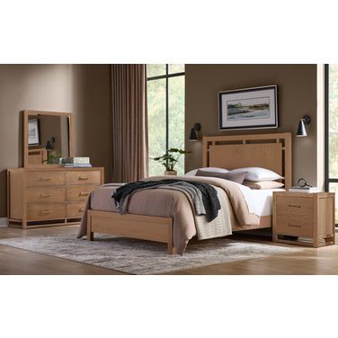 Lodge and Loft Floating Panel Bedroom Set In Blond Oak