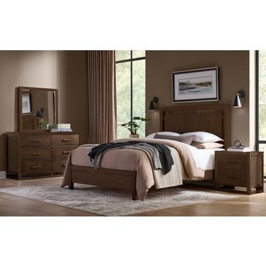 Lodge and Loft Floating Panel Bedroom Set In Dark Oak