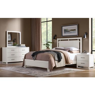 Lodge and Loft Floating Panel Bedroom Set In Soft White