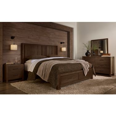 Lodge and Loft Radius Poster Bedroom Set with Footboard Storage In Dark Oak