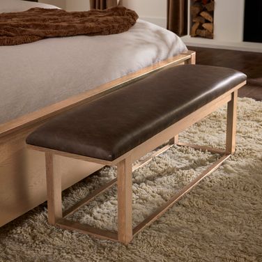 Lodge and Loft Upholstered Bench In Sedona Brown and Blond Oak