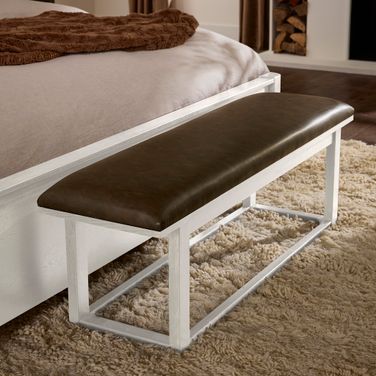 Lodge and Loft Upholstered Bench In Sedona Brown and Soft White