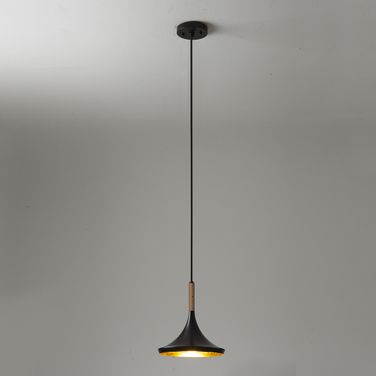 Lodi Pendant Light Small In Matte Black and Walnut