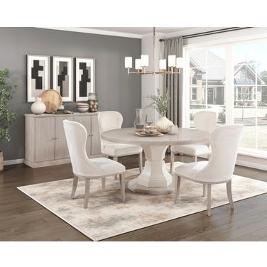Lofton Round Dining Set In Natural and White