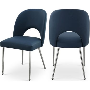 Logan Vegan Leather Dining Chair Set of 2 In Navy