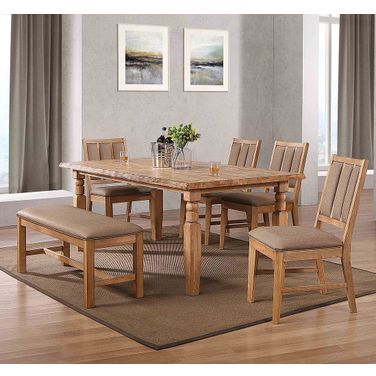 Logans Edge Leg Dining Room Set with Live Edge In Natural