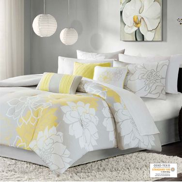 Lola Cotton Sateen Printed 6 Piece Twin Comforter Set In Purple