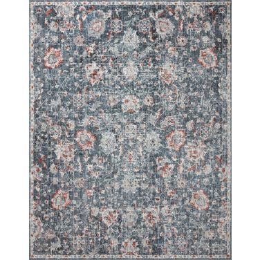 Loloi II Cassandra Blue and Rust 5'-3" x 7'-9" Area Rug