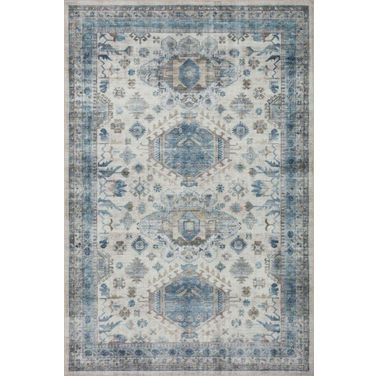 Loloi II Heidi Ivory and Ocean 2'-6" x 7'-6" Runner Rug