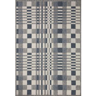 Loloi II Rainier Ivory and Denim 18" x 18" Sample Rug