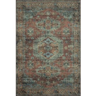 Loloi II Skye Terracotta and Sky 8' x 8' Round Area Rug
