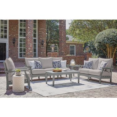 Lone View Bay Outdoor Living Room Set with Cushion In Gray