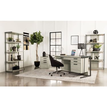 Loomis Rectangular Home Office Set In White and Grey