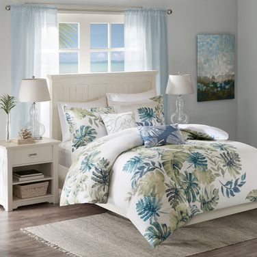 Lorelai Cotton Sateen Printed 5 Piece Queen Duvet Set In Multi