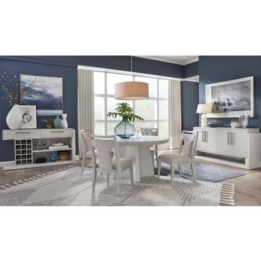 Lorelei Extendable Round Dining Set In Misty Cloud