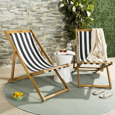 Loren Natural/Black/White Foldable Sling Chair Set of 2