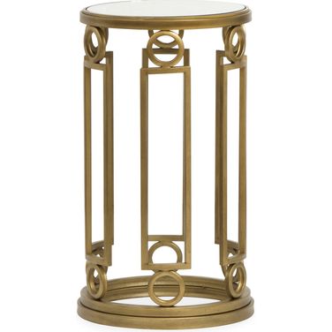 Lorena Round Accent Table In Burnished Brass