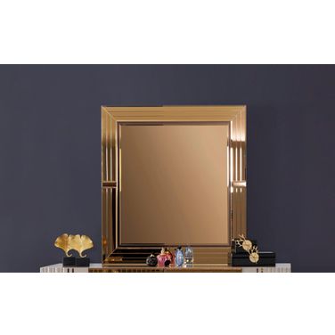Lorenzo Gold Detailed Mirror Made With Wood In Gray