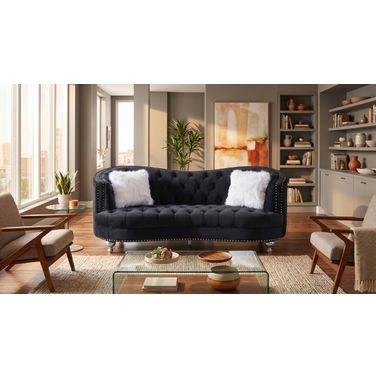 Lori Black Velvet Tuxedo Arm Sofa
