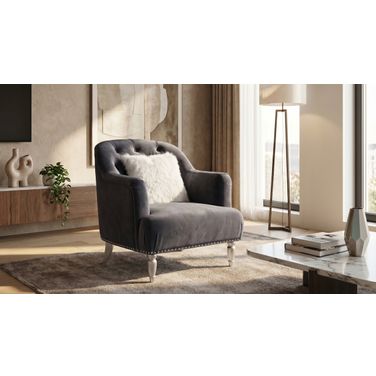 Lori Grey Velvet Tuxedo Arm Chair