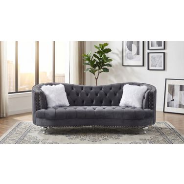Lori Grey Velvet Tuxedo Arm Sofa