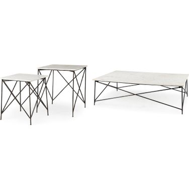 Lorlei Occasional Table Set In White and Gold
