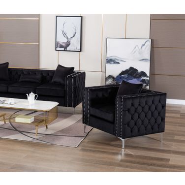 Lorreto Black Velvet Chair