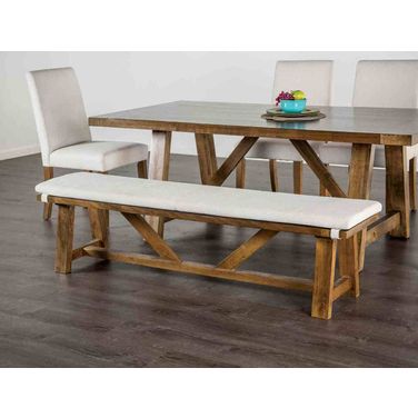 Losone Bench with Cushion In Brown and White