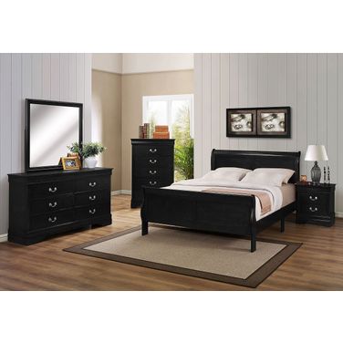 Louis Philip Sleigh Bedroom Set (Black)